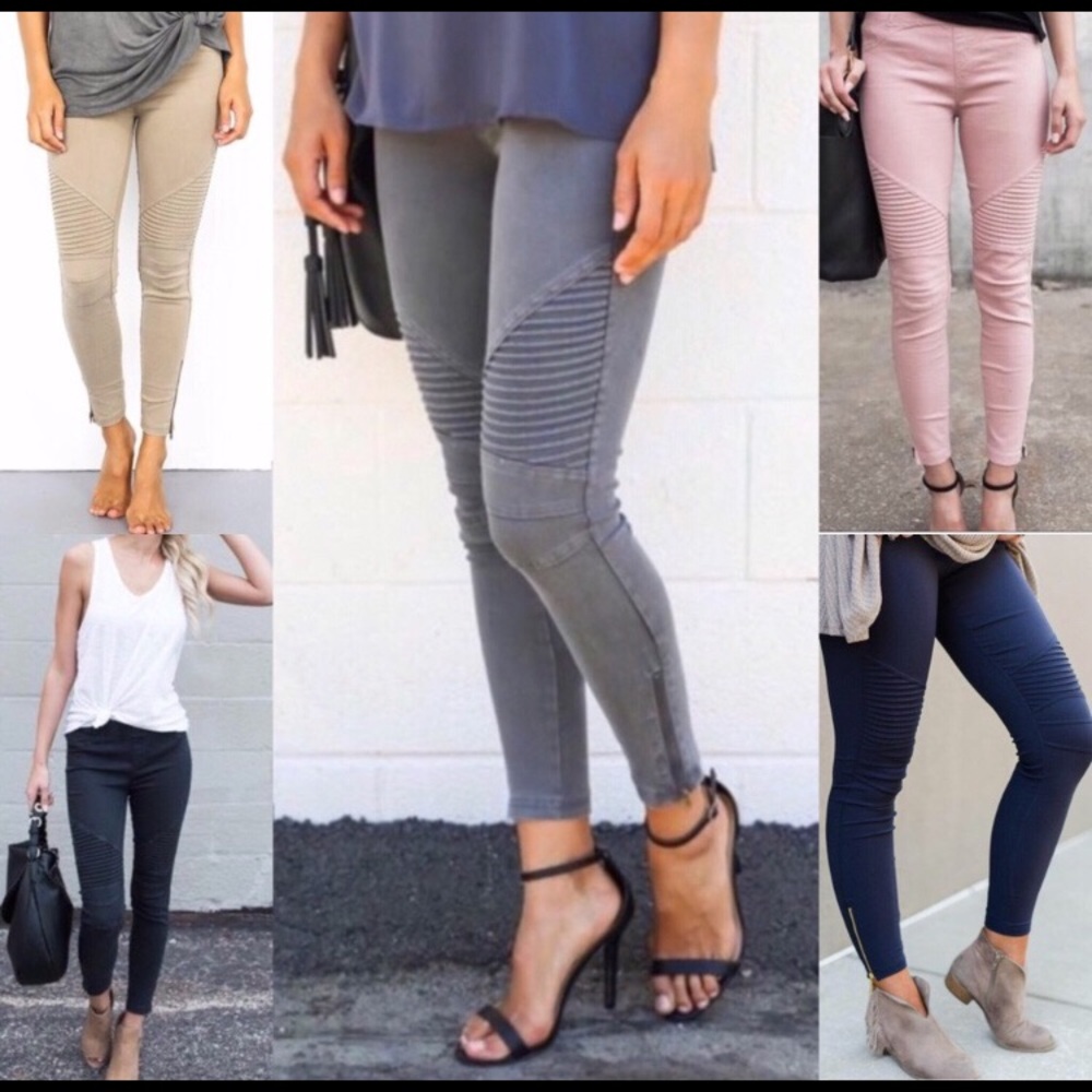 🆕Comfortable Moto Jeggings with Gold Zipper.
